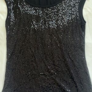 Ann Taylor Black Sequin Tank Top